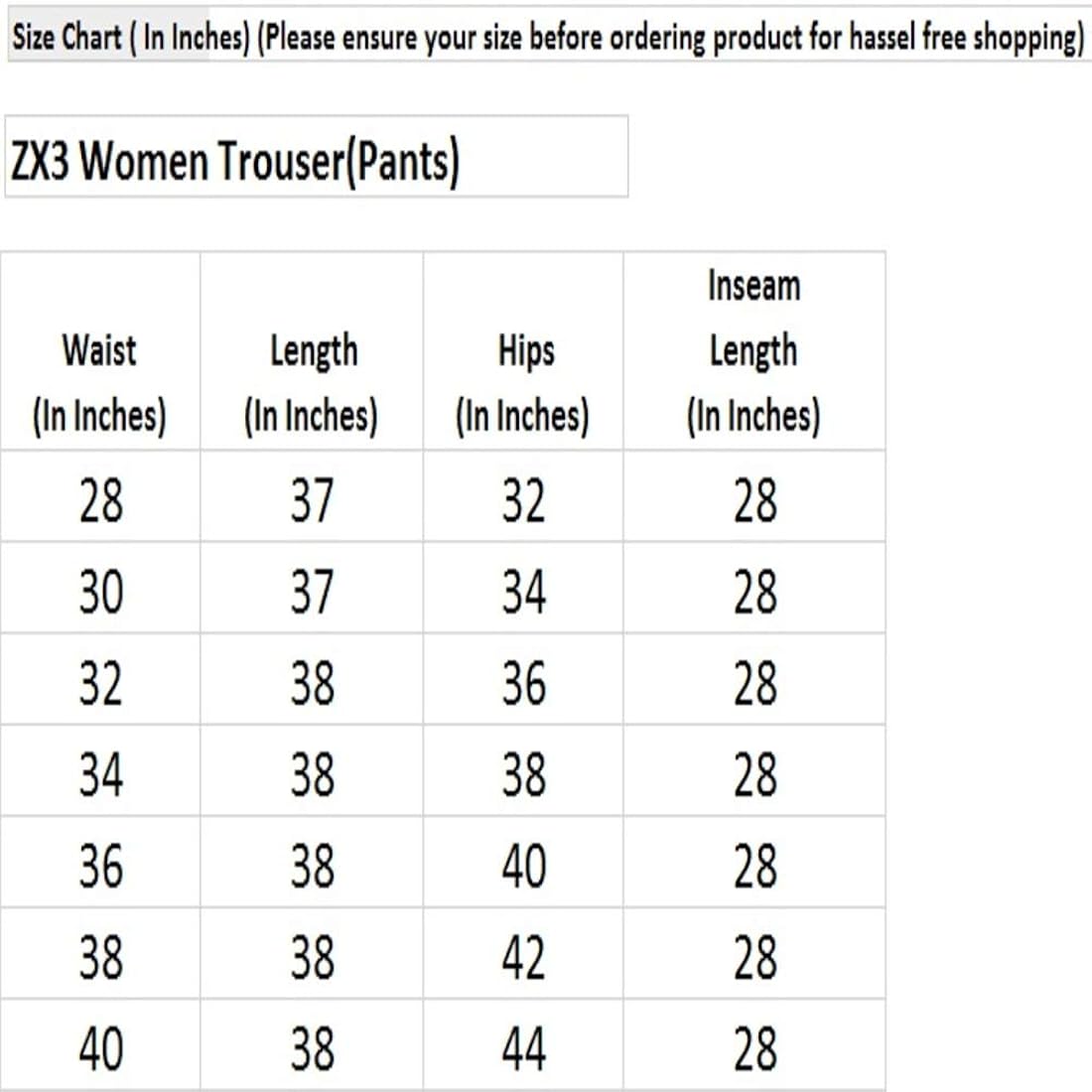 ZX3 Women's Slim Fit Formal/Casual Trouser(Black_28 ZX3 Women's Slim Fit Formal/Casual Trouser(Black_28